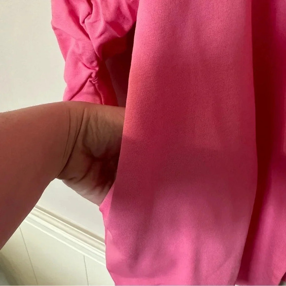 Dear Scarlett Women’s Pink 3/4 Ruched Sleeve Blazer Jacket w Pockets Size 1X NWT - Picture 7 of 8